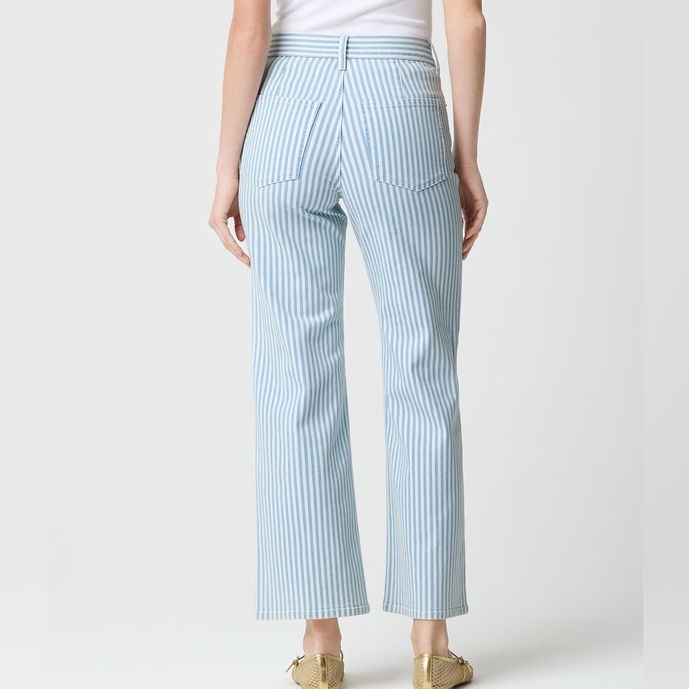 J.CREW Blue White Striped wide-leg cropped Jeans Size 31 - Picture 3 of 4
